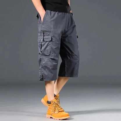 Summer Loose-Fit plus Size Men'S Cargo Pants Multiple Pockets Outdoor Casual Seven-Point Pants Men'S Shorts