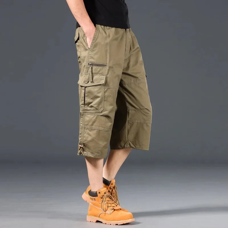 Summer Loose-Fit plus Size Men'S Cargo Pants Multiple Pockets Outdoor Casual Seven-Point Pants Men'S Shorts