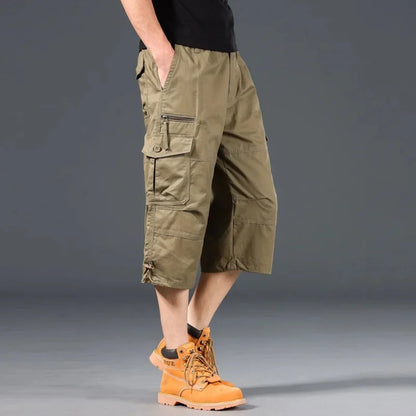 Summer Loose-Fit plus Size Men'S Cargo Pants Multiple Pockets Outdoor Casual Seven-Point Pants Men'S Shorts