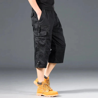 Summer Loose-Fit plus Size Men'S Cargo Pants Multiple Pockets Outdoor Casual Seven-Point Pants Men'S Shorts