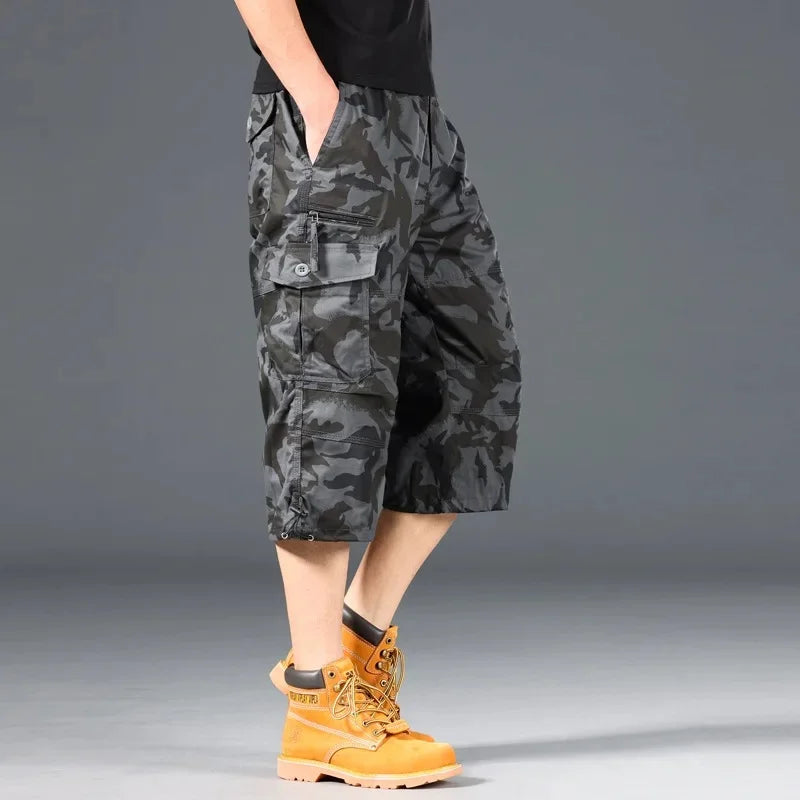 Summer Loose-Fit plus Size Men'S Cargo Pants Multiple Pockets Outdoor Casual Seven-Point Pants Men'S Shorts