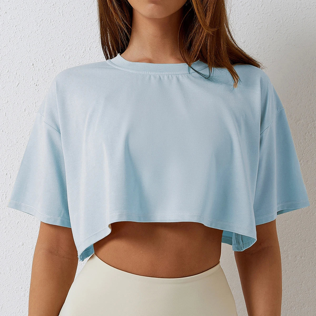 Cotton Women Short Sleeve Dance Running Clothes Yoga Fitness Crop Top Navel Baring New Sport T-Shirt Loose Gym Workout Shirts