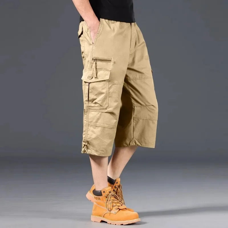 Summer Loose-Fit plus Size Men'S Cargo Pants Multiple Pockets Outdoor Casual Seven-Point Pants Men'S Shorts
