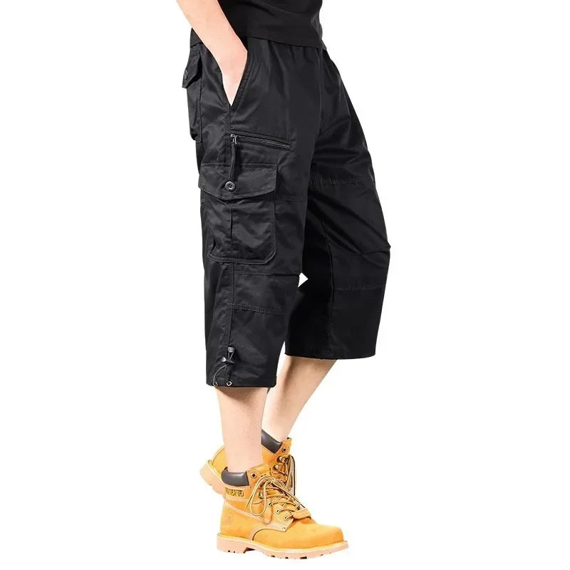 Summer Loose-Fit plus Size Men'S Cargo Pants Multiple Pockets Outdoor Casual Seven-Point Pants Men'S Shorts