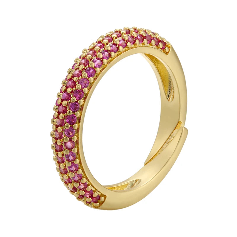 12 Colors Gold Color Women Rings Fashion Adjustable Rings CZ Crystal Rings for Women Party Gifts