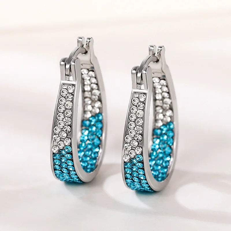Colorful CZ Hoop Earrings Women Fashion Ear Hoop Accessories Luxury Bridal Wedding Statement Jewelry