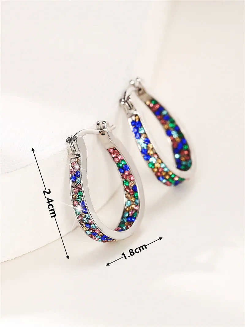 Colorful CZ Hoop Earrings Women Fashion Ear Hoop Accessories Luxury Bridal Wedding Statement Jewelry