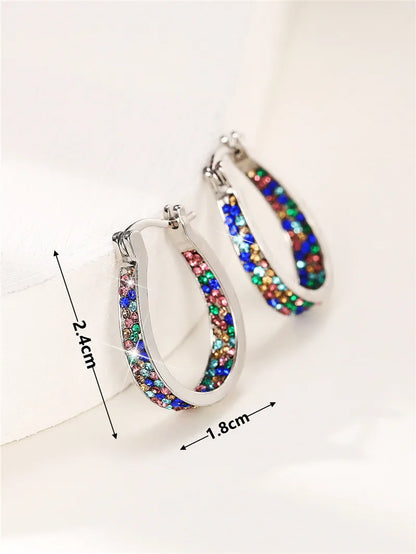 Colorful CZ Hoop Earrings Women Fashion Ear Hoop Accessories Luxury Bridal Wedding Statement Jewelry