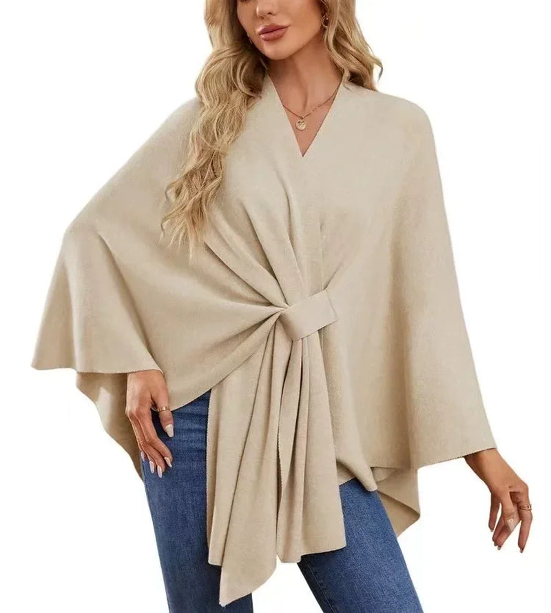 Wrapped in Calm Poncho — Open-Front Cape Sweater
