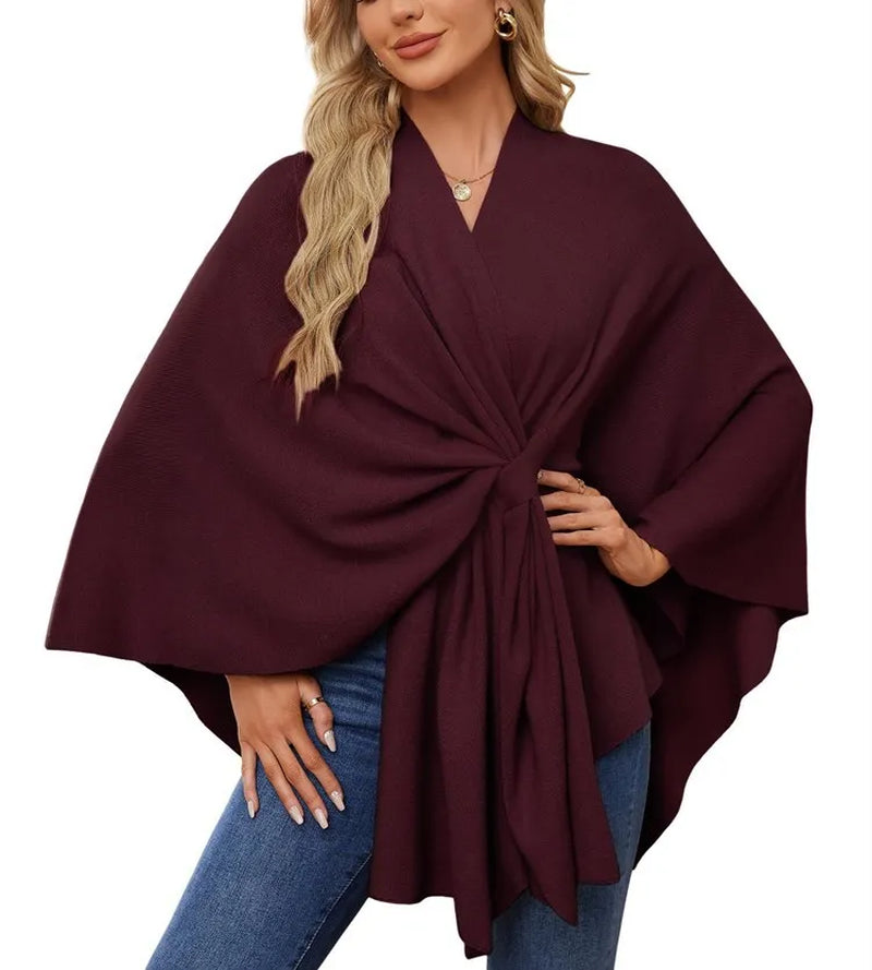 Wrapped in Calm Poncho — Open-Front Cape Sweater