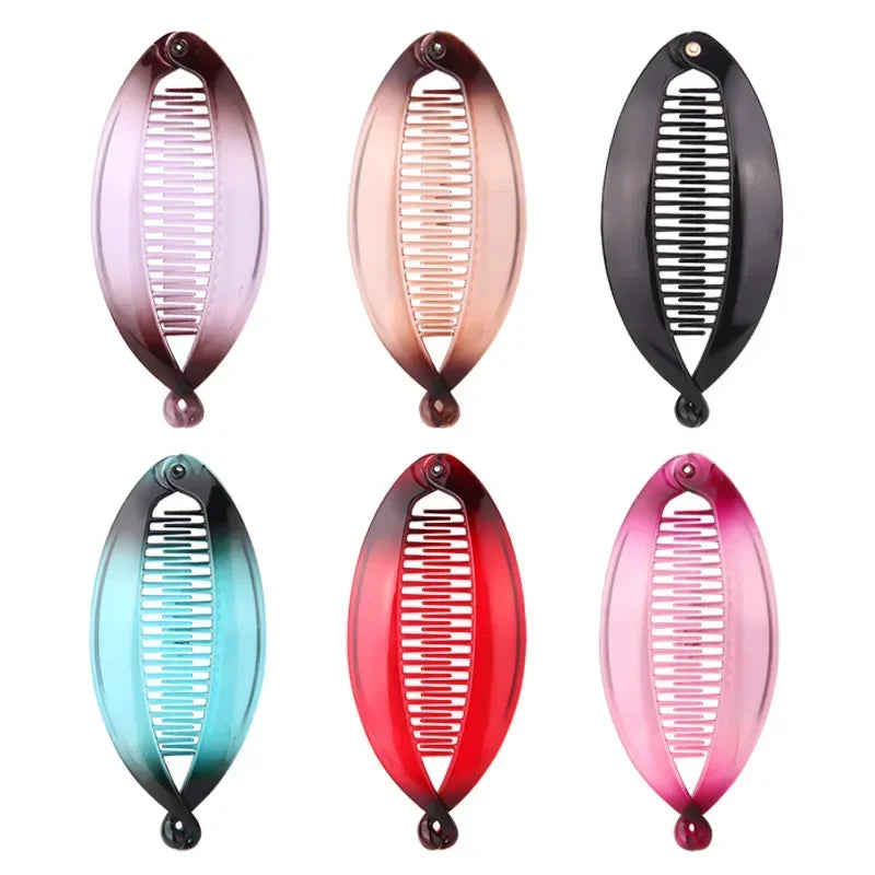 New Fashion Banana Shape Hair Clip Gradient Color Fish Clip Hairpins Hair Accessories for Women