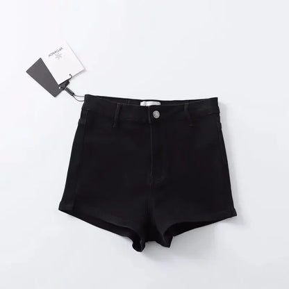 Summer Women High Elasticity Denim Hot Shorts Female Denim Casual Shorts High Waist Split Hem Denim Shorts