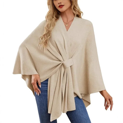 Wrapped in Calm Poncho — Open-Front Cape Sweater