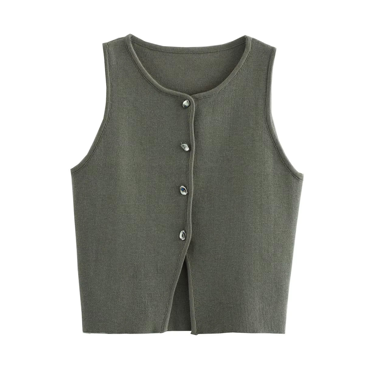 White Knit Crop Top Women Button Short Tops Woman Summer Tanks Camis Tops for Women Streetwear Vest Tank Top Female
