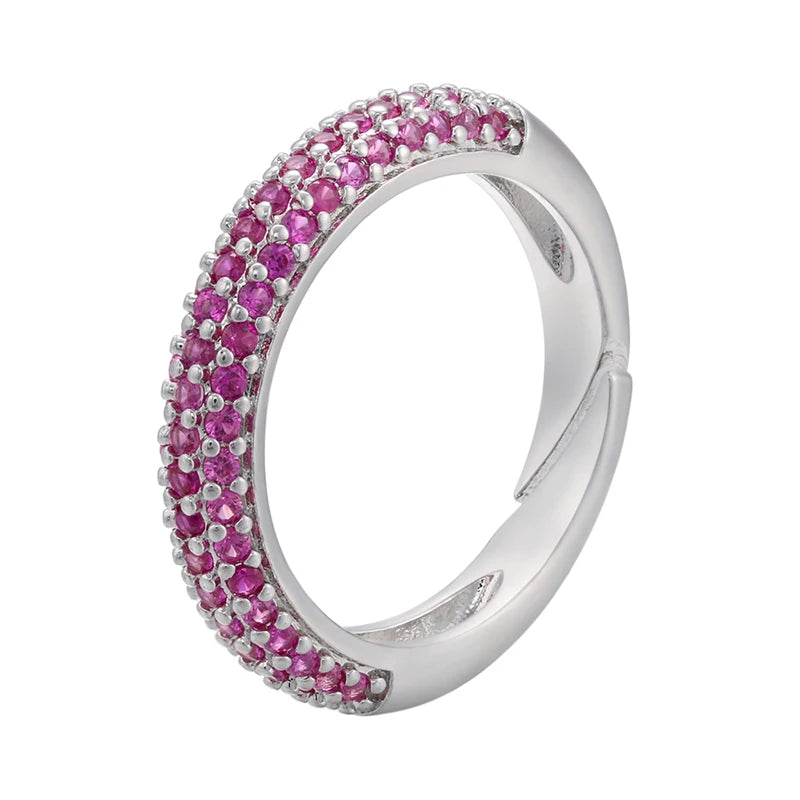 12 Colors Gold Color Women Rings Fashion Adjustable Rings CZ Crystal Rings for Women Party Gifts