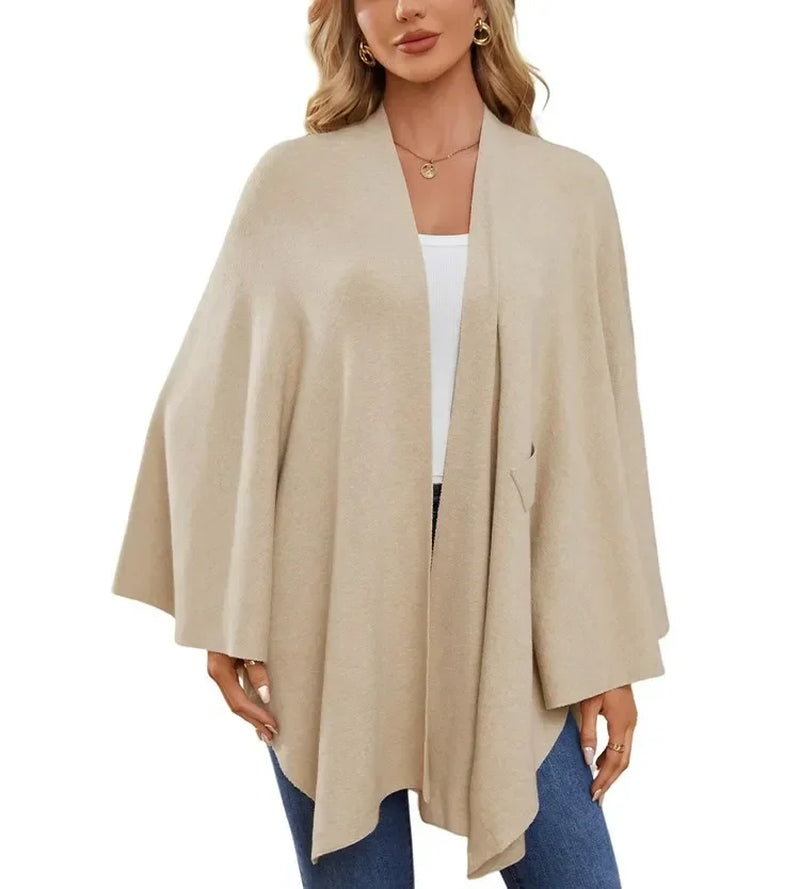 Wrapped in Calm Poncho — Open-Front Cape Sweater