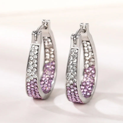 Colorful CZ Hoop Earrings Women Fashion Ear Hoop Accessories Luxury Bridal Wedding Statement Jewelry