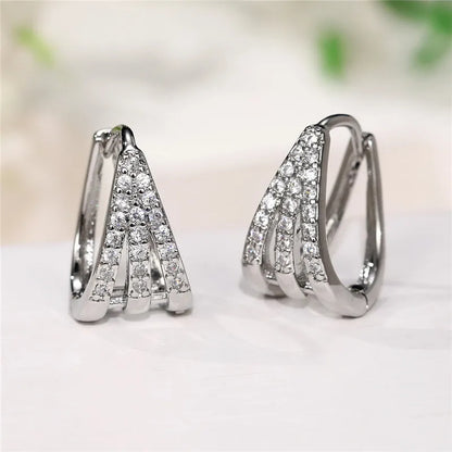 Colorful CZ Hoop Earrings Women Fashion Ear Hoop Accessories Luxury Bridal Wedding Statement Jewelry