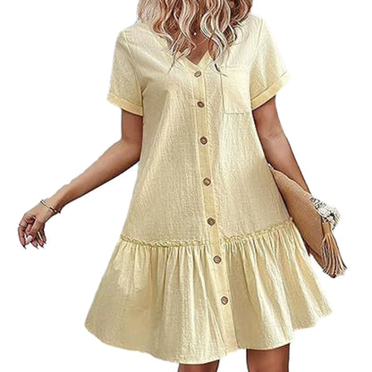 Coastal Chiffon Dress — V-Neck Beach Sundress