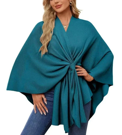 Wrapped in Calm Poncho — Open-Front Cape Sweater