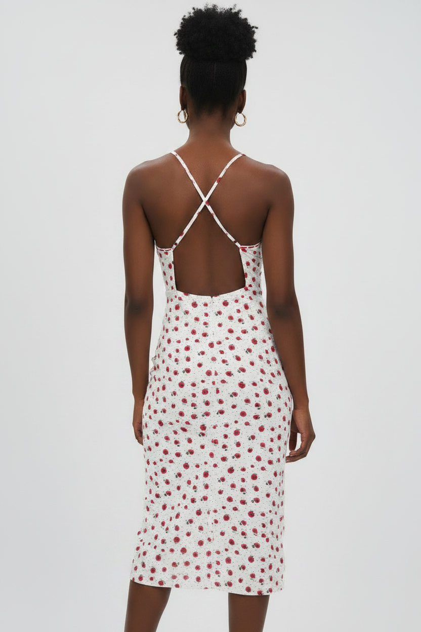 Backless Floral Maxi Dress