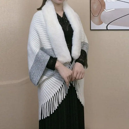 Plush Faux Fur Cape — Cloak-Style Winter Wrap