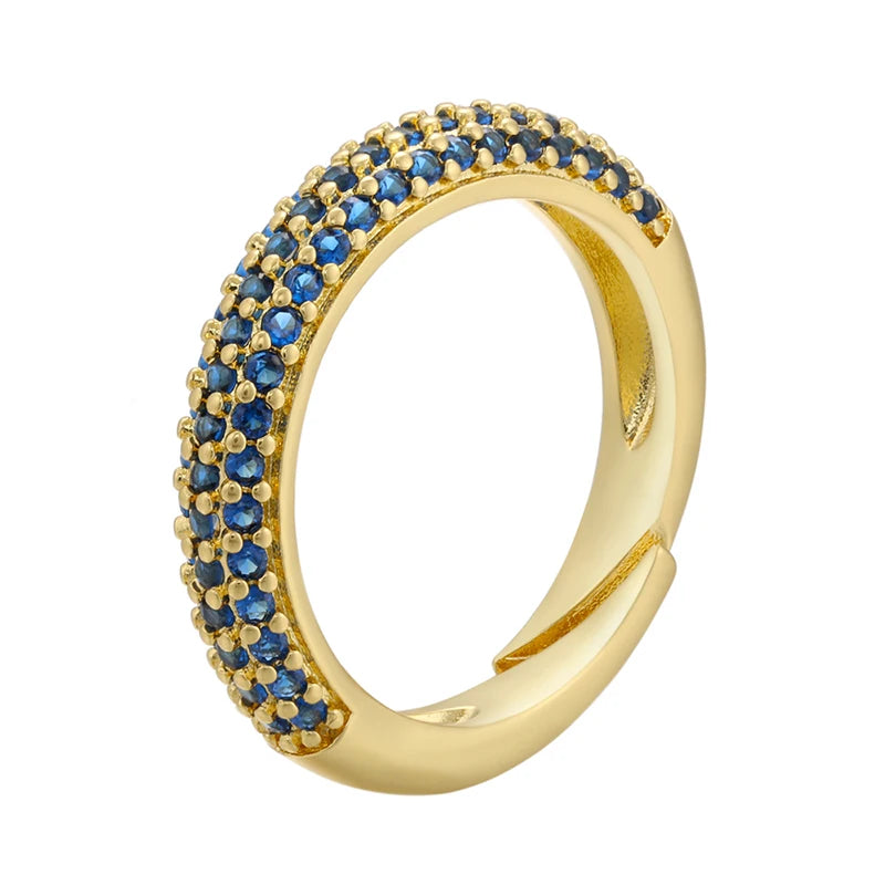 12 Colors Gold Color Women Rings Fashion Adjustable Rings CZ Crystal Rings for Women Party Gifts