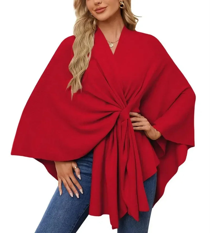 Wrapped in Calm Poncho — Open-Front Cape Sweater
