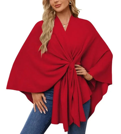 Wrapped in Calm Poncho — Open-Front Cape Sweater