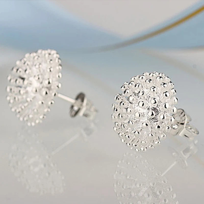925 Sterling Silver Irregular Spherical Earrings Women Fashion Personality All-Match Jewelry
